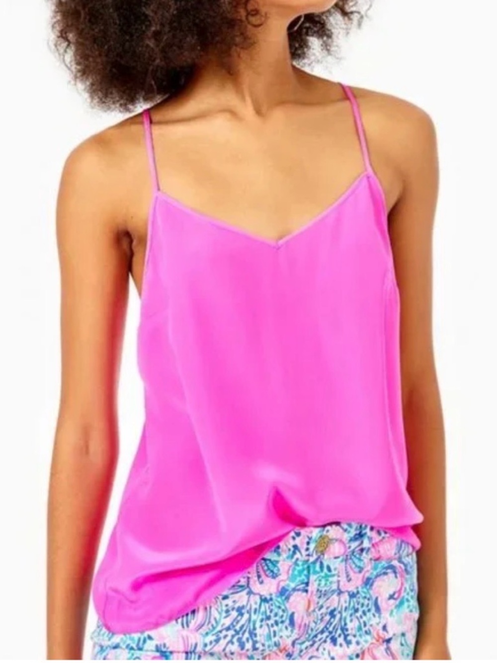 Lilly Pulitzer 100% Silk Fuchsia Pink Cami Size XXS fitting XS